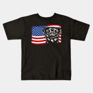 Brussels Griffon American Flag patriotic dog Kids T-Shirt